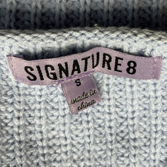 Signature 8 Knit Halter Crop Top Blue Size Small - Picture 4 of 5